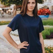 ⇑ Базова жіноча футболка з бавовни, темно-синя, розмір ХL
