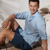 ♕ Якісна лляна чоловіча сорочка від Tchibo (Німеччина), розмір наш 52-54 воріт 41/42