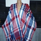 ✓распродаж бренд.товар.Теплое пончо,накидка в клетку