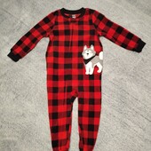 флісовий комбінезон-сліпер для немовлят у червоно-чорну