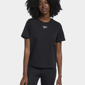 Жіноча стрейчева футболка reebok cl f small logo tee, чорна s