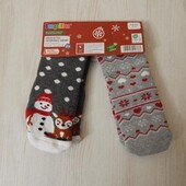 Набір 2шт Новорічні махрові дитячі шкарпетки Lupilu. на 2-4роки