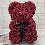 Чарівний ведмедик зі штучних троянд 20 см