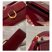 Стильная лаковая Сумка 24Х16 Х6см с двумя ремешками. Бургунди.