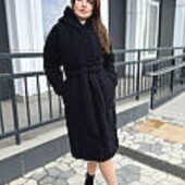 Чорне пальто з капюшоном Тедді