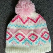 Alive брендовая теплая новая вязаная шапочка с пампоном на девочку 3/5 лет