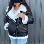 Стильная зимняя дублёнка фабричного качества