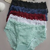 Лот-5шт!!! Набір однотонних мереживних трусиків XL бедра 108-115см