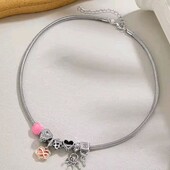 Кольє, намисто, ланцюжок з шармами 7 штук, серце, ключі