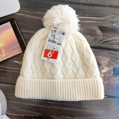 Дитяча в’язана шапка з помпоном на флісі kiabi (франція)