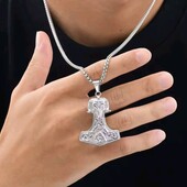 Ланцюжок і підвіска, кулон масивний молот, сокира тора, вікінги, кельтський вузол, медсталь