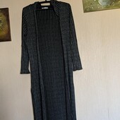 Длинный стильный кардиган с капюшоном в рубчик lips. разм. м/l