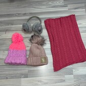 Тёплый лот, 2 шапки, наушники, шарф