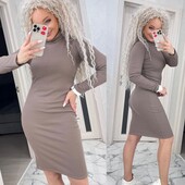 Теплое платье в рубчик на флисе