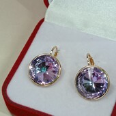 Шикарные серьги с кристаллами Swarovski.Позолота 585 пробы 18К.