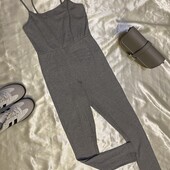 Комбінезон/ромпер в рубчик у сірому кольорі