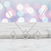 Срібний комплект сережки і кольє 45см