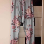 Брюки домашние,серые в розу.