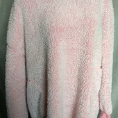 ❤️Брендовый розовый белоснеж меховой с двух сторон халат длинный тёплый новый❤️Турция.Пог.150см