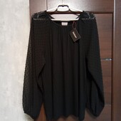 Брендовая новая трикотажная блуза с комбинированными рукавами р.16
