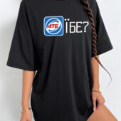 Жіноча футболка чорна з мерчем "А тебе *бе?"