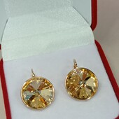 Шикарные серьги с кристаллами Swarovski.Позолота 585 пробы 18К.