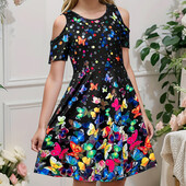 Яскрава сукня з метеликами на дівчинку 11 років.