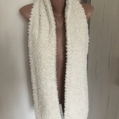 Шикарный теплый пушистый шарф молочного цвета