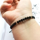 Браслет шамбала чорний із намистинами