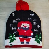 Шапка зимняя со светодиодной подсветкой санта