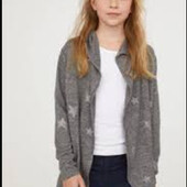 кардиган кофта накидка девочке с капюшоном звезды H&M тонкая вязка