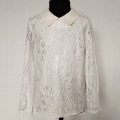 блузка для дівчаток молочного кольору гіпюрова 152