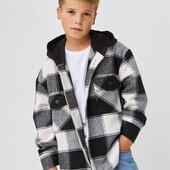 Дитяча тепла сорочка з капюшоном в клітинку для хлопчика р128