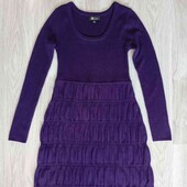 AB studio теплое вязаное ярусное платье цвет фиолетовый размер S