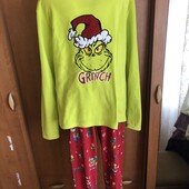 Пижама, комплект, костюм, верх-фліс, низ-коттон, М. dr.seuss. grinch. в ідеалі