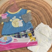 Комплект одягу для Baby Born та інших ляльок 42см.+ 1 памперс!