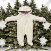 демісезоний пухнастий комбенізон в білосніжному кольорі від JoJo Maman Béhé Стан ідеальний На 3-6 м