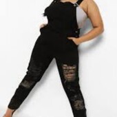 Boohoo uk20 новий комбінезон чорний джинсовий