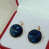 Шикарные серьги с кристаллами Swarovski.Позолота 585 пробы 18К.