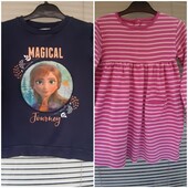 Оригінальний фірмовий світшот з голограмою+ стильна сукня на 4-5 років.