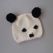 Шапка "Панда" на 6-10 років