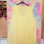 ❤️Брендовая натуральная ярко лимонного цвета трикотаж маечка клёш туника идеал❤️Италия.Пог.140-200