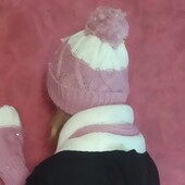 Комплект женский, детский. Шапка, рукавички, шарф