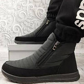 Мужские зимние меховые ботинки дутики на двух молниях - ньюанс.