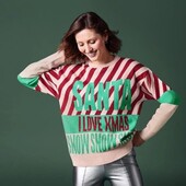 Рожевий зимовий новорічний светр жіночий, подвійна в'язка М 40/42 євро