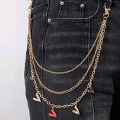 Багатошарова підвіска, ланцюг, підвіски серця, серце червоне, пасок на джинси, спідницю, сумку, рюкз