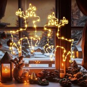 Светодиодная рождественская гирлянда/украшение, олень, 8 режимов работы, питание от батареек, металл