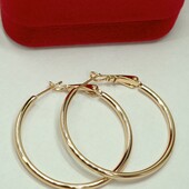 Великолепные серьги кольца Конго.Позолота 585 пробы 18К. Диаметр 3,5 см.