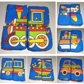 Детские игрушки для малышей набор Мягкие кубики Собери картинку. Транспорт