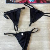 Эротические черные трусы стринги 3 пары